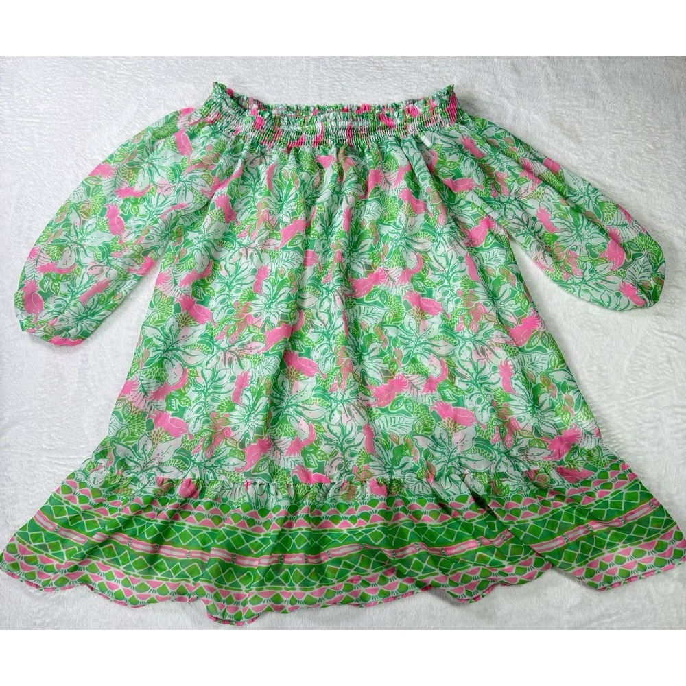 Lilly Pulitzer Maribeth Dress Small Botanical Green Just Wing It Parrots Resort
